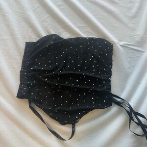 Black Rhinestone Strapless Top